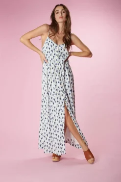 Le Temps des Cerises Robe Longue Evita Tie And Dye Bleu-Femme Robes