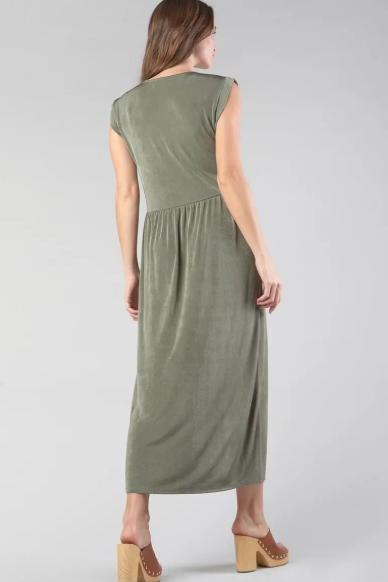 Le Temps des Cerises Robe Longue Nata Kaki-Femme Robes