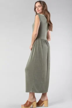 Le Temps des Cerises Robe Longue Nata Kaki-Femme Robes