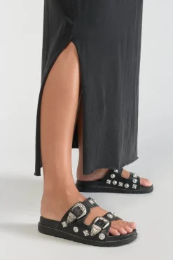 Le Temps des Cerises Robe T-Shirt Longue Poppy Noire-Femme Robes