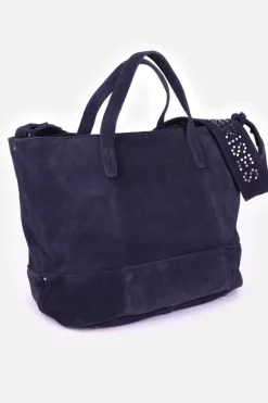 Le Temps des Cerises Sac Astier En Cuir Suede Bleu Nuit-Femme Sacs & Portefeuilles
