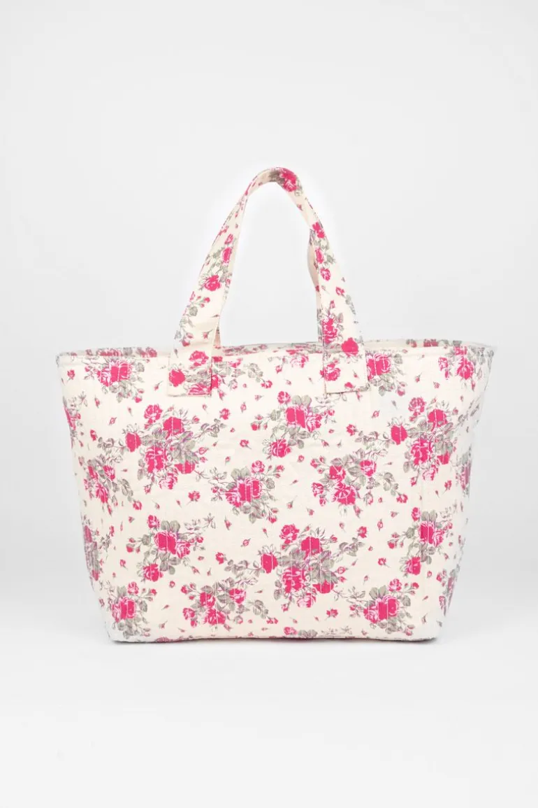 Le Temps des Cerises Sac Cabas Micky A Motif Fleuri Rose-Femme Sacs & Portefeuilles