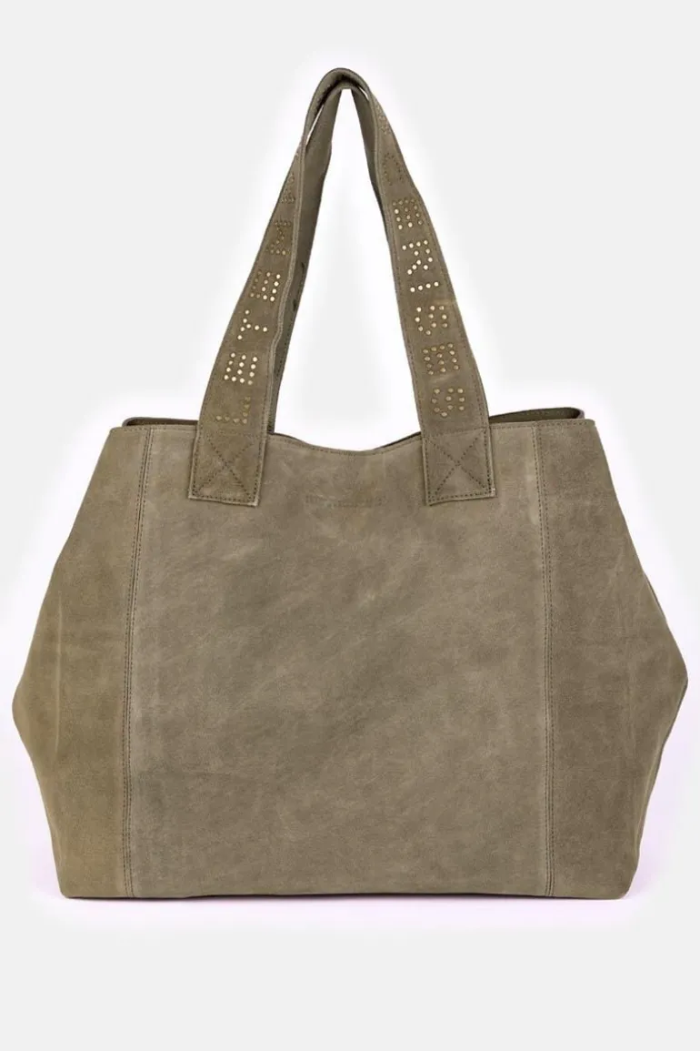 Le Temps des Cerises Sac Cabas Micky En Cuir Suede Kaki-Femme Sacs & Portefeuilles
