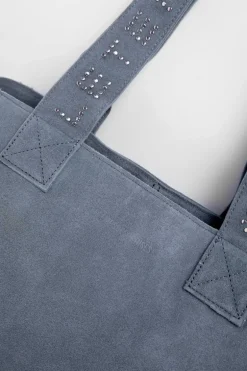 Le Temps des Cerises Sac Cabas Micky En Cuir Suede Bleu Gris-Femme Sacs & Portefeuilles