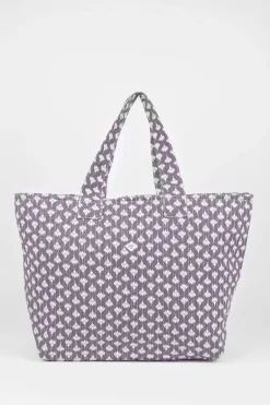 Le Temps des Cerises Sac Cabas Micky Gris A Motif Fleuri-Femme Sacs & Portefeuilles