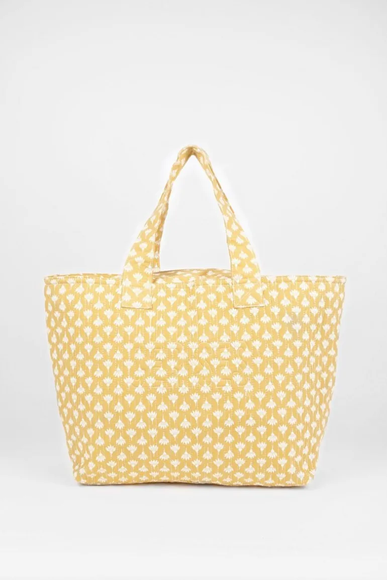 Le Temps des Cerises Sac Cabas Micky Jaune A Motif Fleuri-Femme Sacs & Portefeuilles