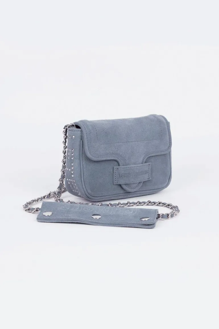 Le Temps des Cerises Sac Klelia En Cuir Suede Bleu Gris-Femme Sacs & Portefeuilles