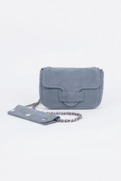 Le Temps des Cerises Sac Klelia En Cuir Suede Bleu Gris-Femme Sacs & Portefeuilles