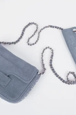 Le Temps des Cerises Sac Klelia En Cuir Suede Bleu Gris-Femme Sacs & Portefeuilles