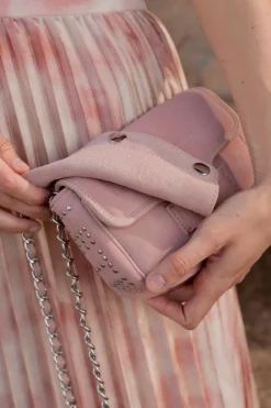 Le Temps des Cerises Sac Klelia En Cuir Suede Rose Poudre-Femme Sacs & Portefeuilles