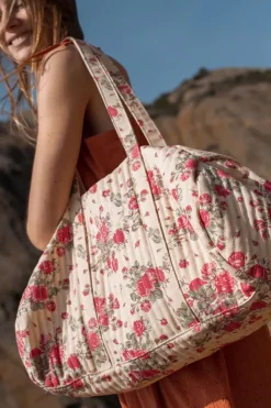 Le Temps des Cerises Sac Week-End Lisia A Motif Fleuri Rose-Femme Sacs & Portefeuilles