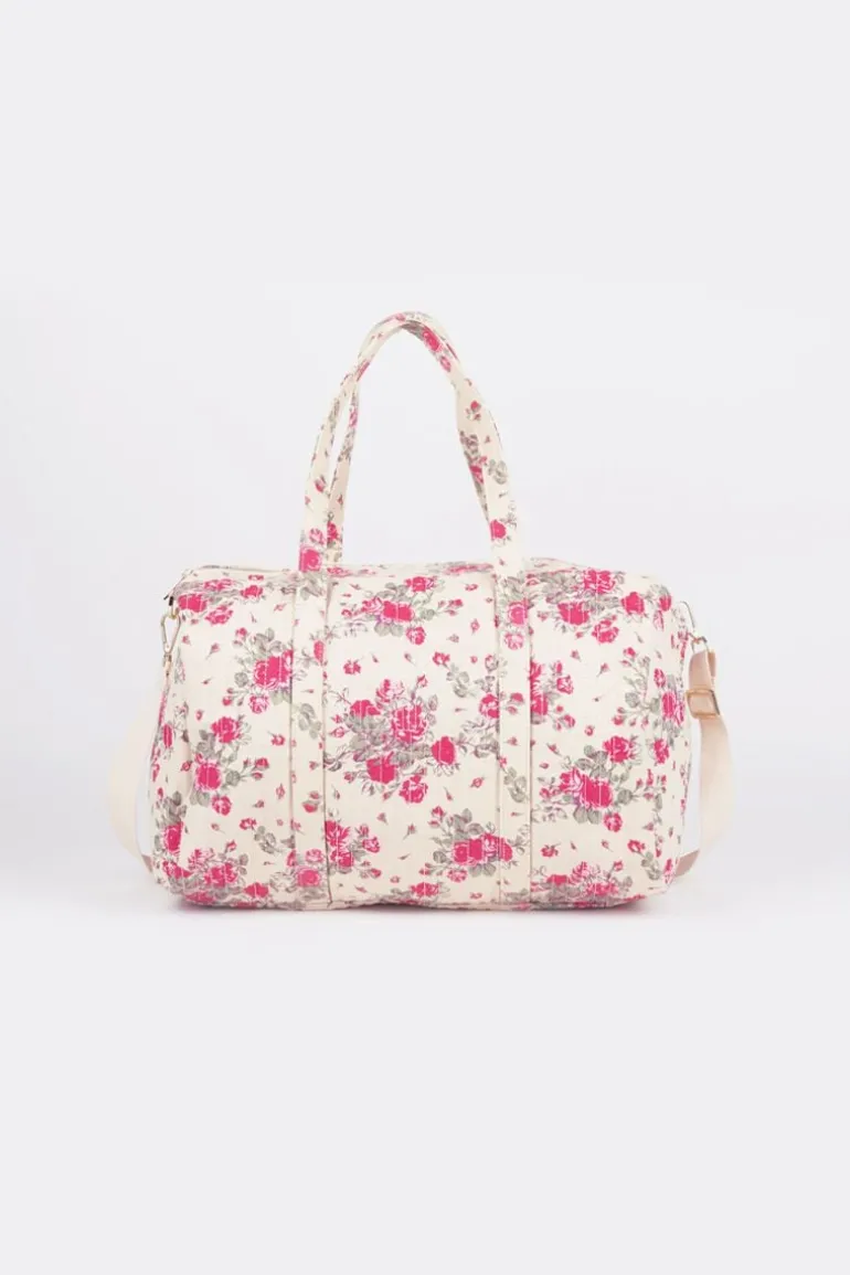 Le Temps des Cerises Sac Week-End Lisia A Motif Fleuri Rose-Femme Sacs & Portefeuilles