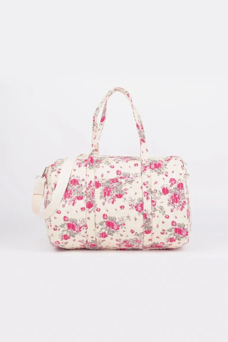 Le Temps des Cerises Sac Week-End Lisia A Motif Fleuri Rose-Femme Sacs & Portefeuilles