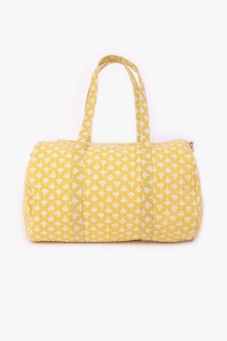 Le Temps des Cerises Sac Week-End Lisia Jaune A Motif Fleuri-Femme Sacs & Portefeuilles