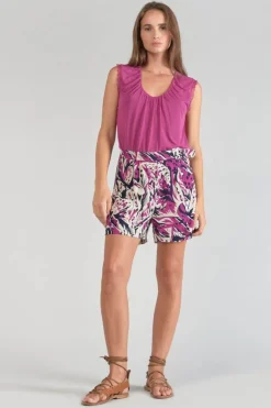 Le Temps des Cerises Short Armelle A Motif Jungle Violine-Femme Shorts & Jupes