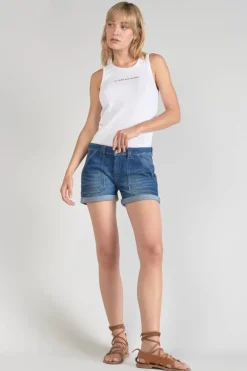 Le Temps des Cerises Short Bloom En Jeans Bleu Fonce-Femme Jupes & Shorts