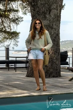 Le Temps des Cerises Short Court Veronika En Jeans Blanc By Veronika Loubry-Femme Jupes & Shorts