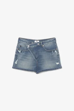 Le Temps des Cerises Short Mosta En Jeans Bleu A Fermeture Asymetrique-Femme Coupe Criss Cross