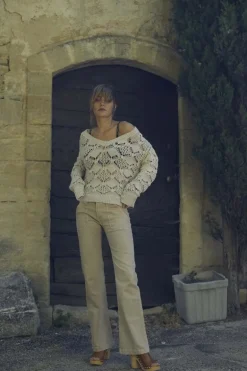 Le Temps des Cerises Sormiou Flare Jeans Beige Sable-Femme Coupe Flare / Bootcut