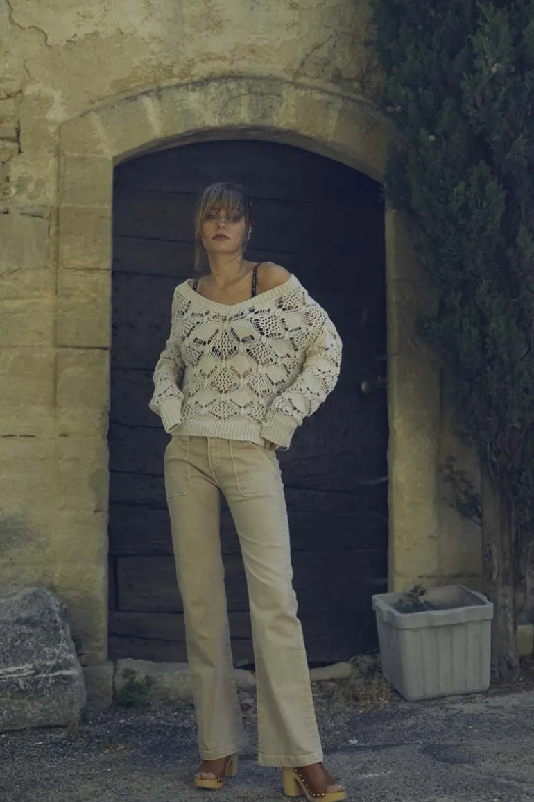 Le Temps des Cerises Sormiou Flare Jeans Beige Sable-Femme Coupe Flare / Bootcut