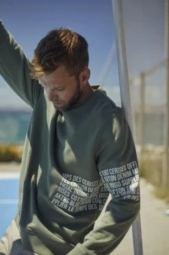 Le Temps des Cerises Sweat Riol Kaki-Homme Sweats