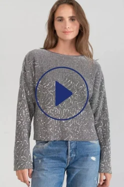 Le Temps des Cerises Top Able Argente-Femme Tops