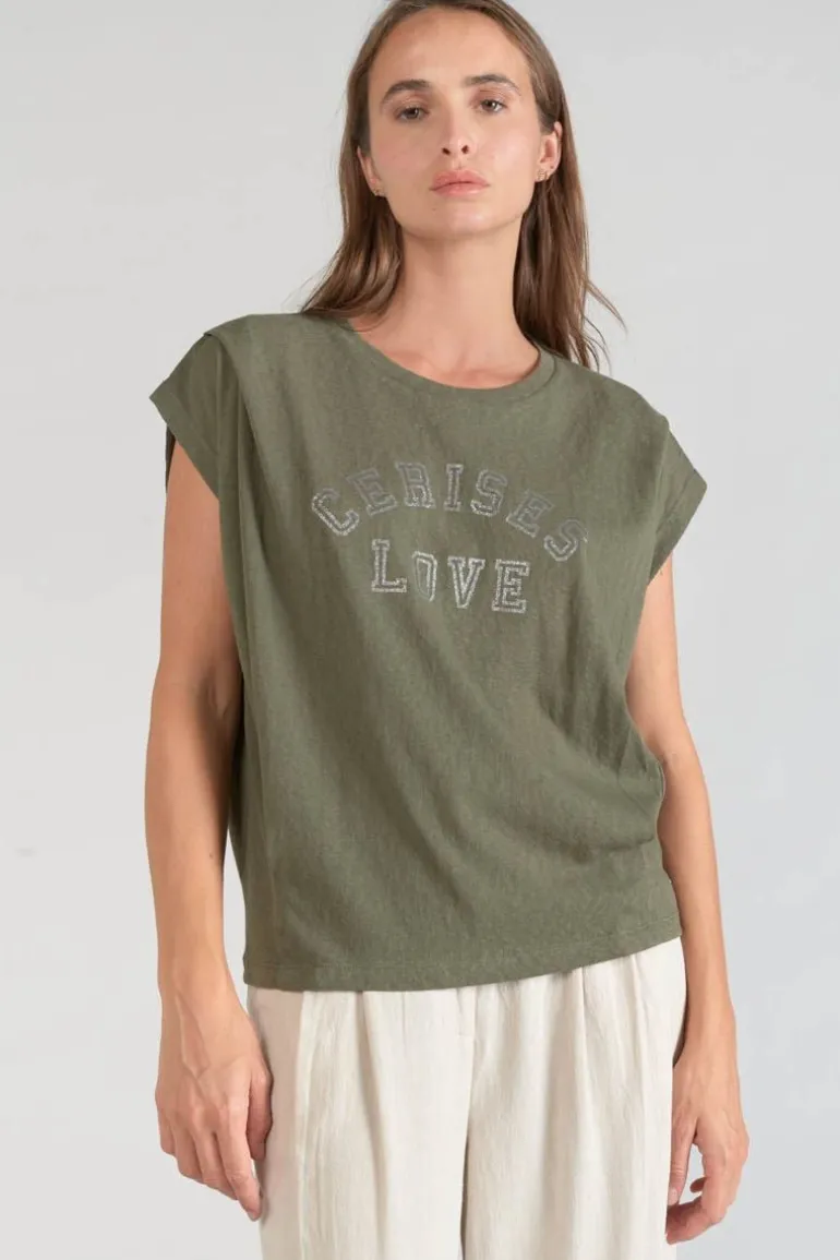 Le Temps des Cerises Top Coxy Kaki-Femme T-Shirts & Débardeurs
