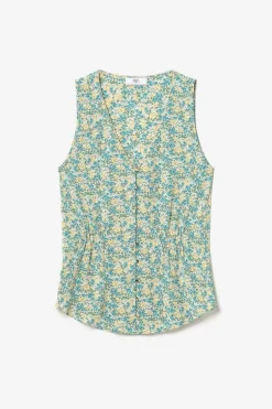 Le Temps des Cerises Top Craig A Motif Fleuri Vert Et Bleu-Femme Tops