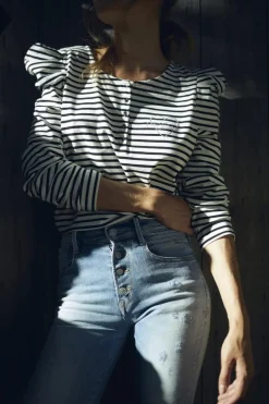 Le Temps des Cerises Top Demi A Rayures Noires Et Blanches-Femme T-Shirts & Débardeurs