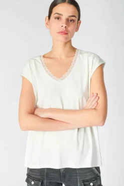 Le Temps des Cerises Top Nate Blanc-Femme T-Shirts & Débardeurs