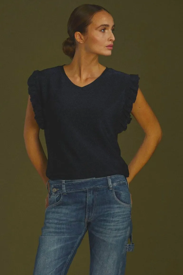 Le Temps des Cerises Top Nea Bleu Nuit Irise-Femme Tops