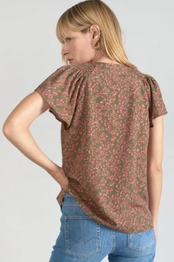 Le Temps des Cerises Top Norine Kaki A Motif Fleuri-Femme Tops