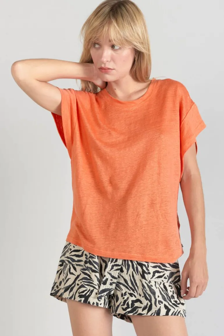 Le Temps des Cerises Top Overs Orange Corail-Femme T-Shirts & Débardeurs