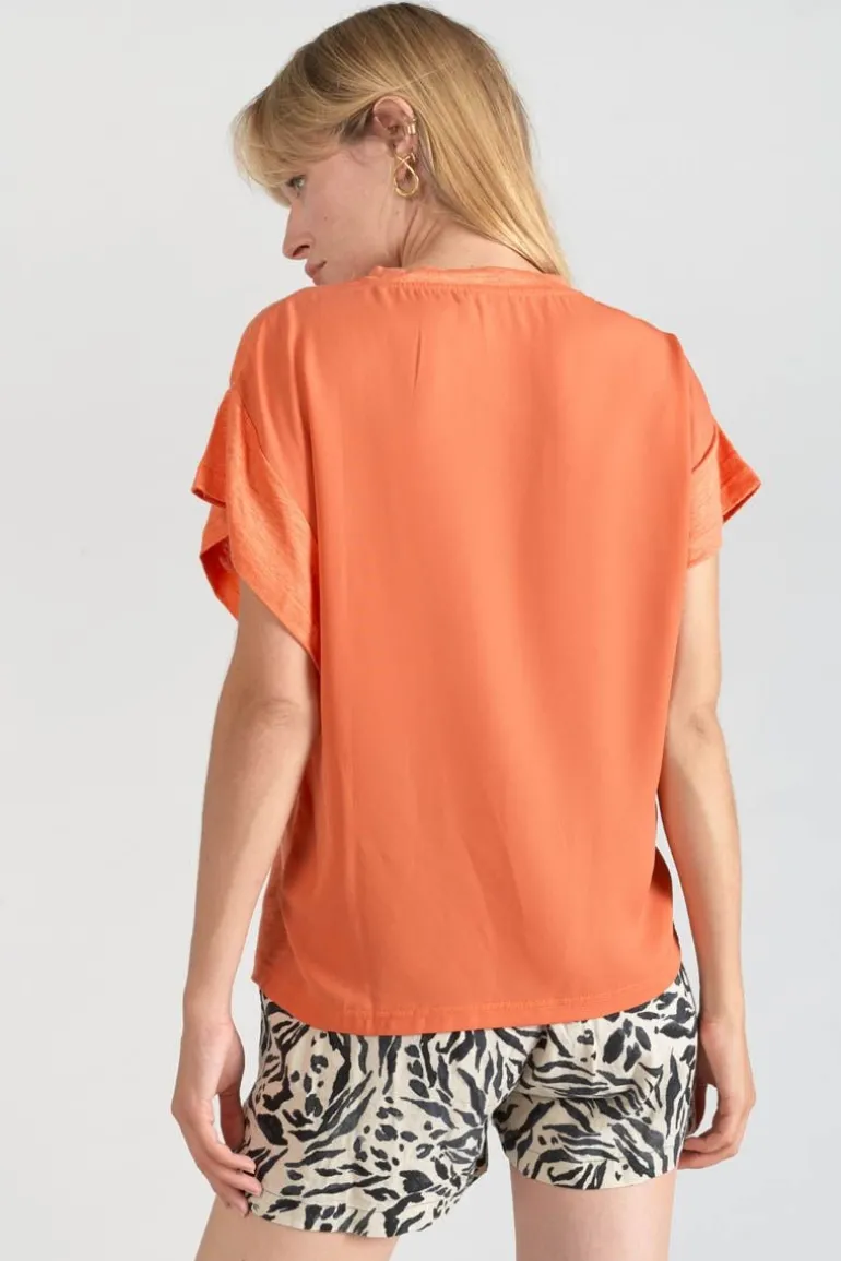 Le Temps des Cerises Top Overs Orange Corail-Femme T-Shirts & Débardeurs
