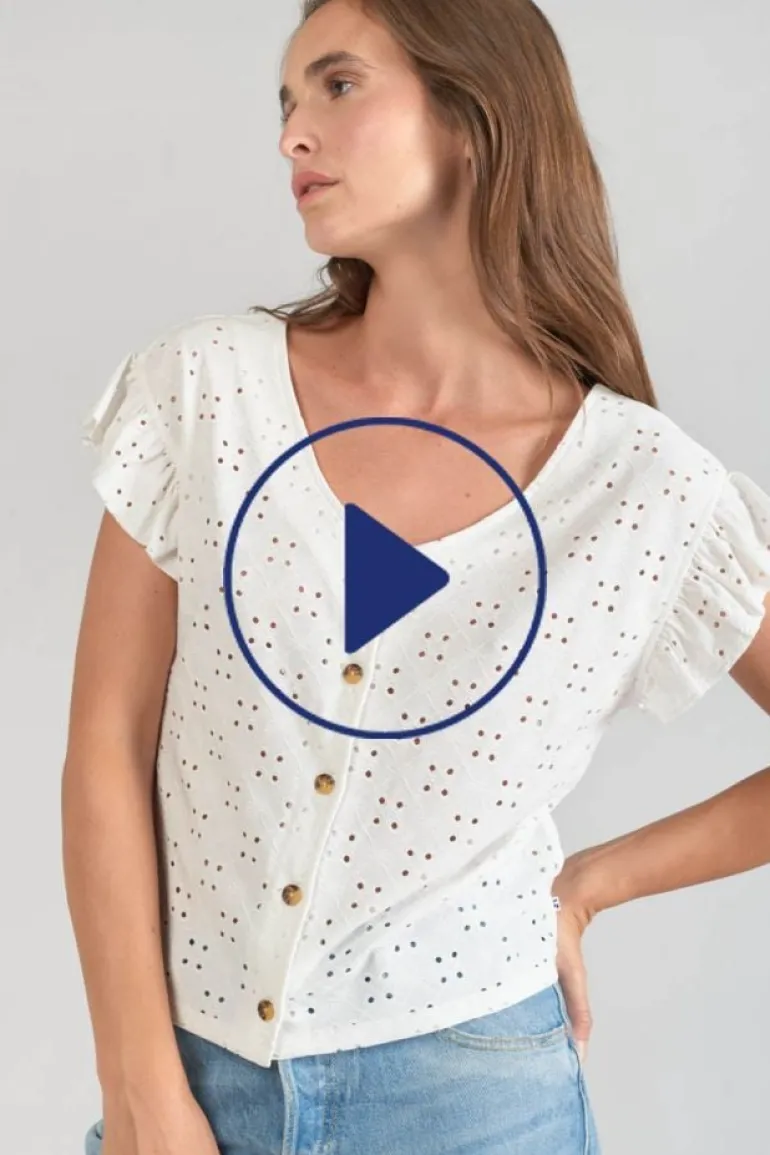 Le Temps des Cerises Top Pedrina Ajoure Blanc-Femme Tops