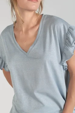 Le Temps des Cerises Top Ryls Bleu Ciel Irise-Femme T-Shirts & Débardeurs