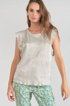 Le Temps des Cerises Top Tamajon Argente-Femme T-Shirts & Débardeurs