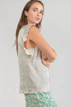 Le Temps des Cerises Top Tamajon Argente-Femme T-Shirts & Débardeurs