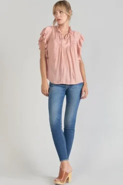 Le Temps des Cerises Top Theron Rose Saumon-Femme Tops