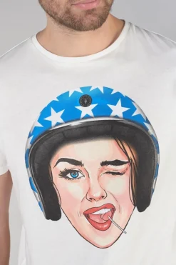 Le Temps des Cerises T-Shirt Cram Blanc Imprime-Homme T-Shirts & Polos