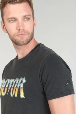 Le Temps des Cerises T-Shirt Gabrent Gris Delave Imprime-Homme T-Shirts & Polos