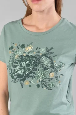 Le Temps des Cerises T-Shirt Gracy Vert Imprime-Femme T-Shirts & Débardeurs