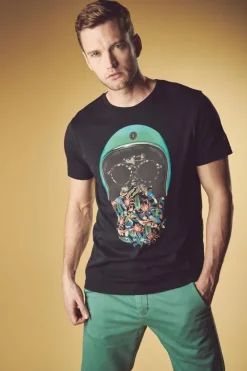 Le Temps des Cerises T-Shirt Gregor Noir Imprime-Homme T-Shirts & Polos