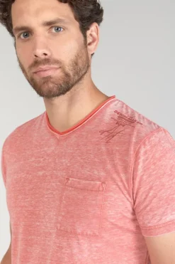 Le Temps des Cerises T-Shirt Mavoc Rouge Chine Delave-Homme T-Shirts & Polos