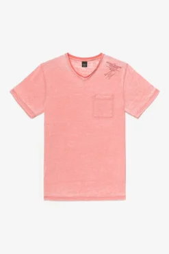 Le Temps des Cerises T-Shirt Mavoc Rouge Chine Delave-Homme T-Shirts & Polos