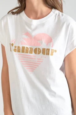 Le Temps des Cerises T-Shirt Miya Blanc Imprime-Femme T-Shirts & Débardeurs