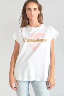 Le Temps des Cerises T-Shirt Miya Blanc Imprime-Femme T-Shirts & Débardeurs