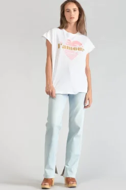 Le Temps des Cerises T-Shirt Miya Blanc Imprime-Femme T-Shirts & Débardeurs