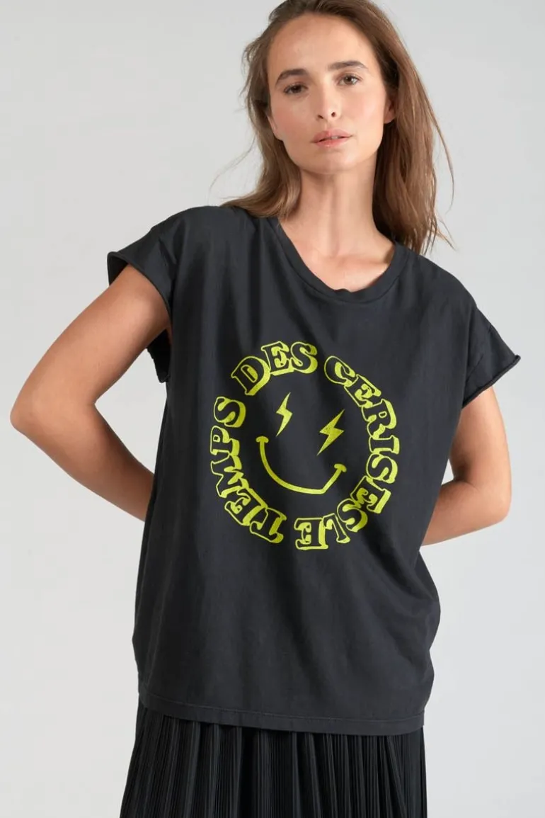 Le Temps des Cerises T-Shirt Miya Noir Imprime-Femme T-Shirts & Débardeurs