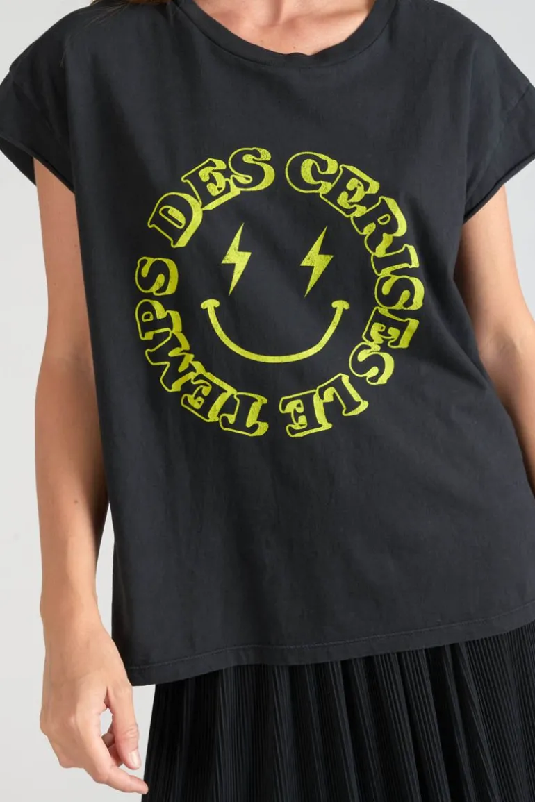 Le Temps des Cerises T-Shirt Miya Noir Imprime-Femme T-Shirts & Débardeurs